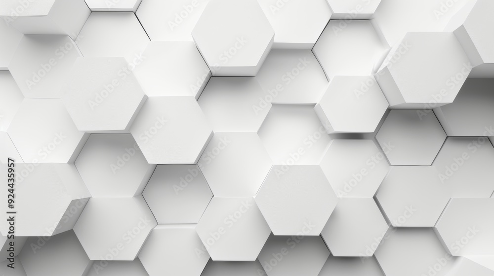 Naklejka premium Abstract hexagon paper, white background, light and shadow.