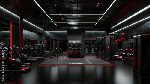 Modern Black and Red Gym Interior Design