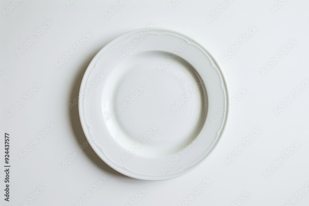 Empty ceramic round plate isolated on white background. View from above Empty ceramic round plate isolated on white background. View from above