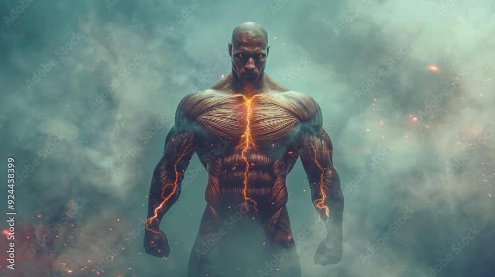 Fototapeta premium Fantasy-themed image of a muscular warrior