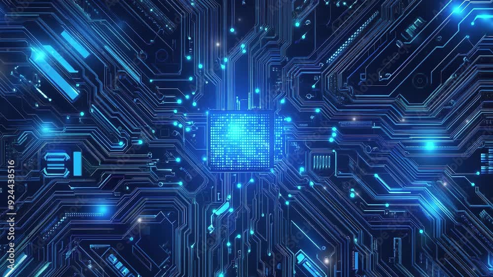 Abstract blue circuit board background. Abstract technology background. High technology and digital network. Futuristic hi-tech. High tech connection network pattern. Digital circuit board. 