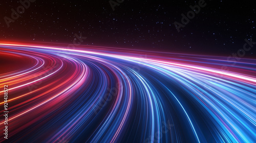 3D render colorful glowing wavy line