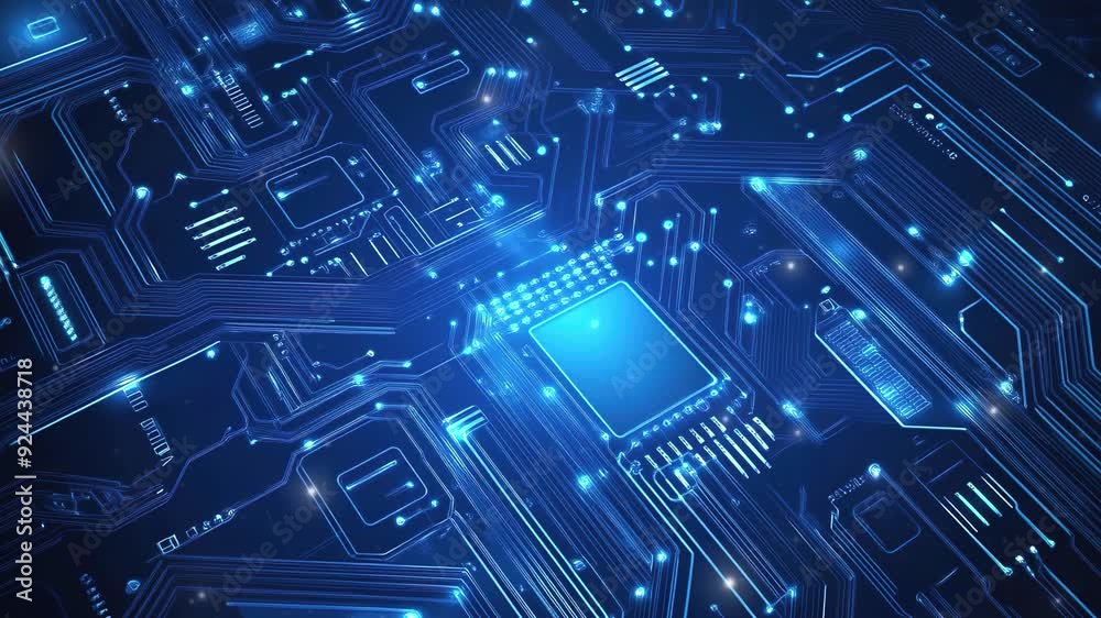 Abstract blue circuit board background. Abstract technology background. High technology and digital network. Futuristic hi-tech. High tech connection network pattern. Digital circuit board.