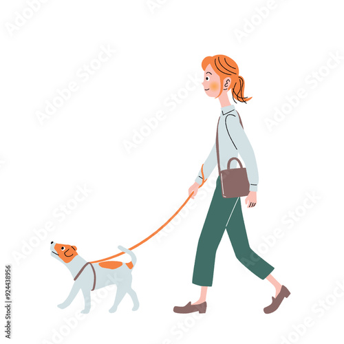 散歩_女性_犬