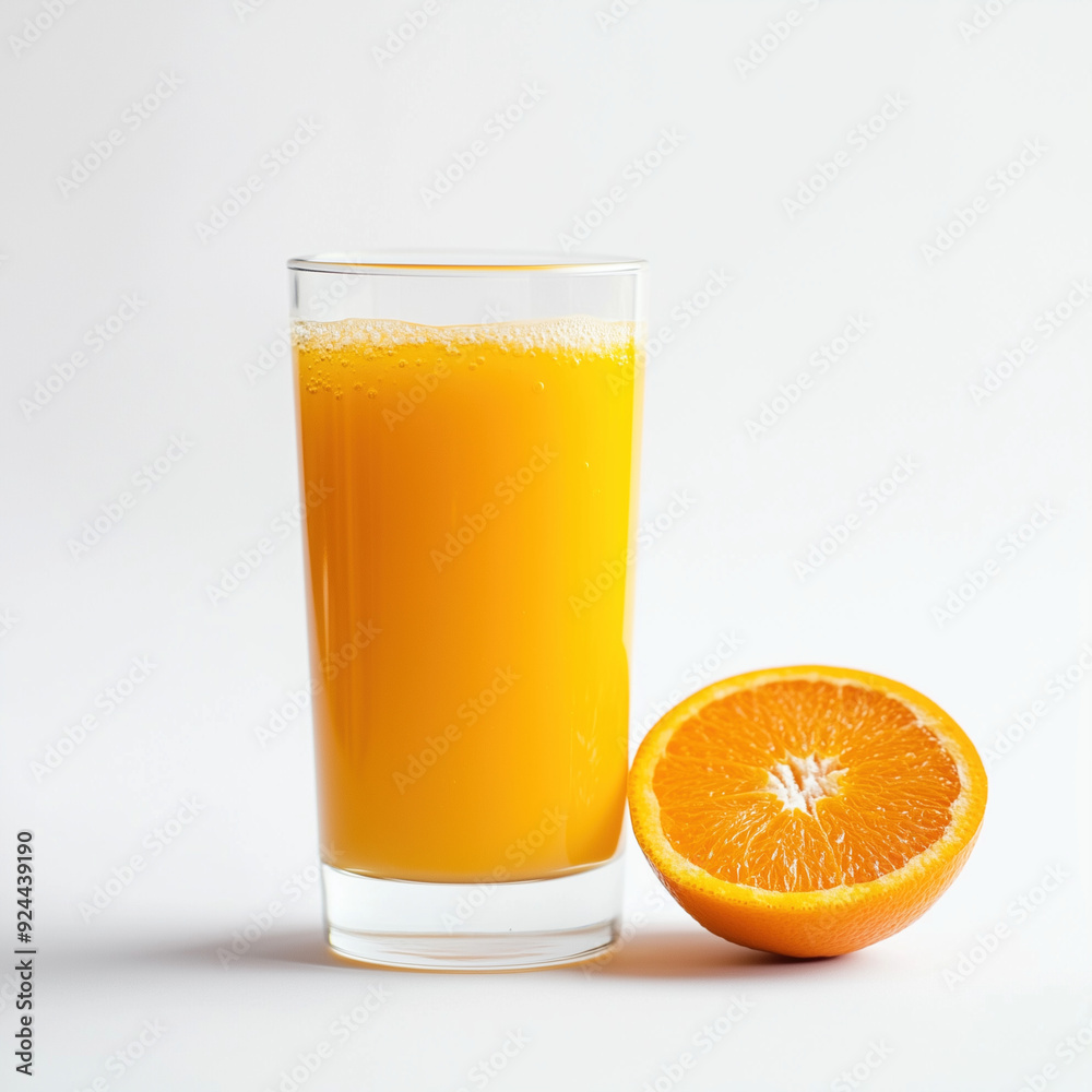 Orange juice with orange fruit in white background Orange juice with orange fruit in white background