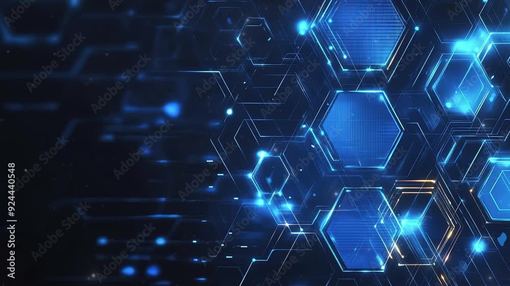 Abstract purple and blue background with a hexagon pattern for technology. Abstract futuristic geometric tech. Technology, science or business concept. Futuristic geometric pattern. Copy space area Abstract purple and blue background with a hexagon pattern for technology. Abstract futuristic geometric tech. Technology, science or business concept. Futuristic geometric pattern. Copy space area