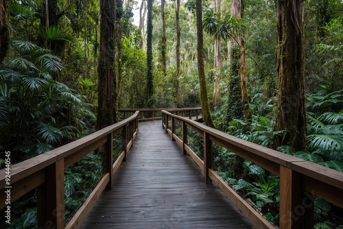 Wander the Scenic Boardwalk Through a Tranquil Rainforest Landscape