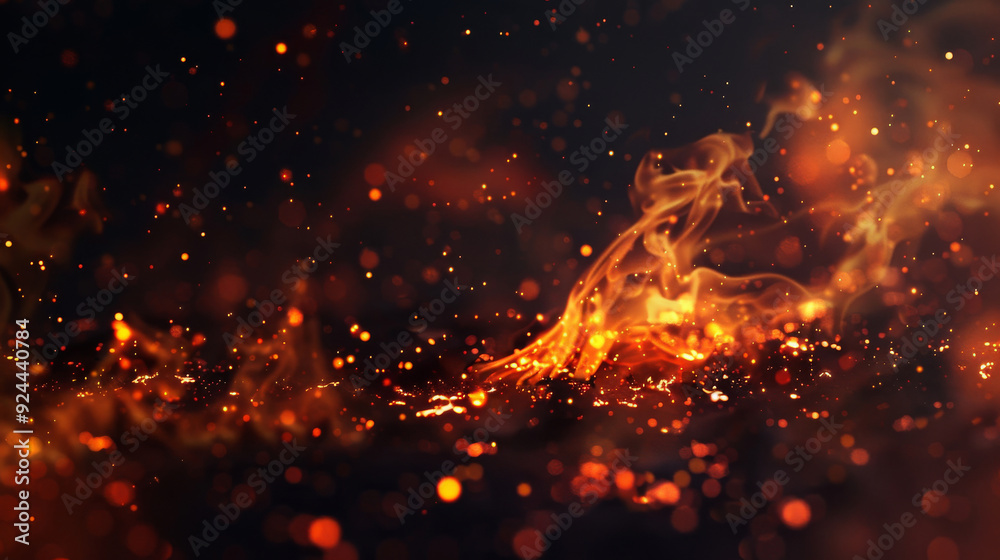isolated embers glowing fiercely in the vast darkness of space. Each ember emits a radiant glow of red, orange, and yellow against the pitch-black backdrop, resembling stars in the night sky isolated embers glowing fiercely in the vast darkness of space. Each ember emits a radiant glow of red, orange, and yellow against the pitch-black backdrop, resembling stars in the night sky