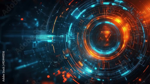 Wallpaper Mural Abstract futuristic background with digital technology elements and circles. Digital network connection abstract tech. Abstract technology background with futuristic circles and lines. Copy space area Torontodigital.ca