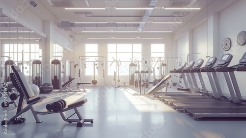 Modern Gym Interior with Exercise Equipment
