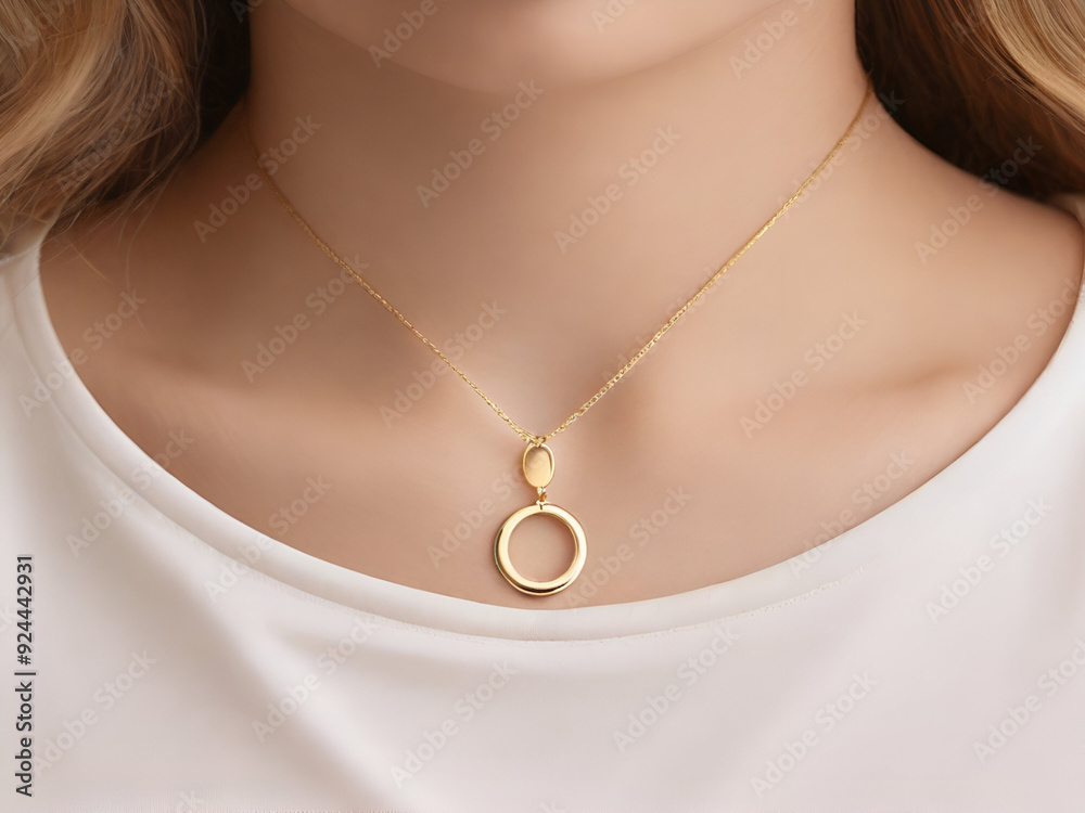 Rosegold necklace, woman's neck closeup, rosegold jewelry Rosegold necklace, woman's neck closeup, rosegold jewelry