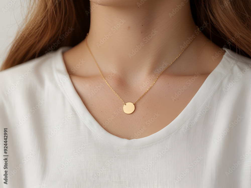 Rosegold necklace, woman's neck closeup, rosegold jewelry Rosegold necklace, woman's neck closeup, rosegold jewelry