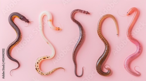 Variety of colorful silicone fishing lures displayed on a pink background, showcasing their unique shapes and designs.