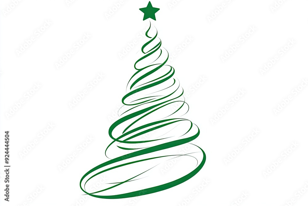 drawing of green spiral lines in the shape of a Christmas tree drawing of green spiral lines in the shape of a Christmas tree