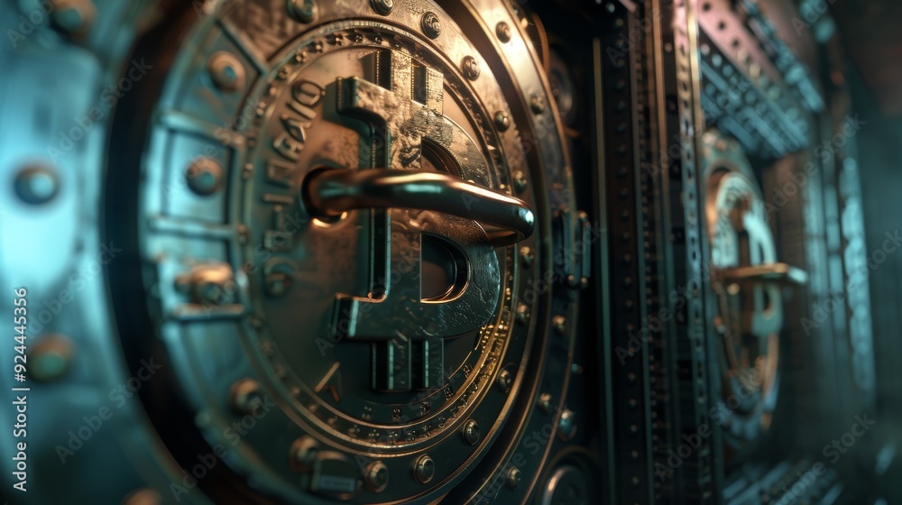 Fototapeta premium Bitcoin Vault: Secure Digital Currency Storage