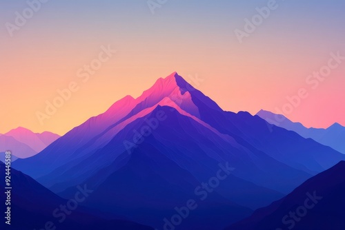 Silhouetted Mountains Underneath a Pink and Orange Sky