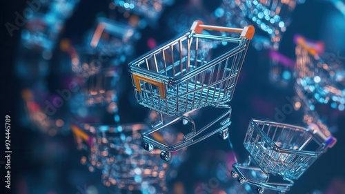 Digital shopping cart illus...