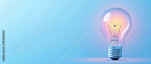 Light bulb with a sunrise, new ideas sparking growth, flat design illustration