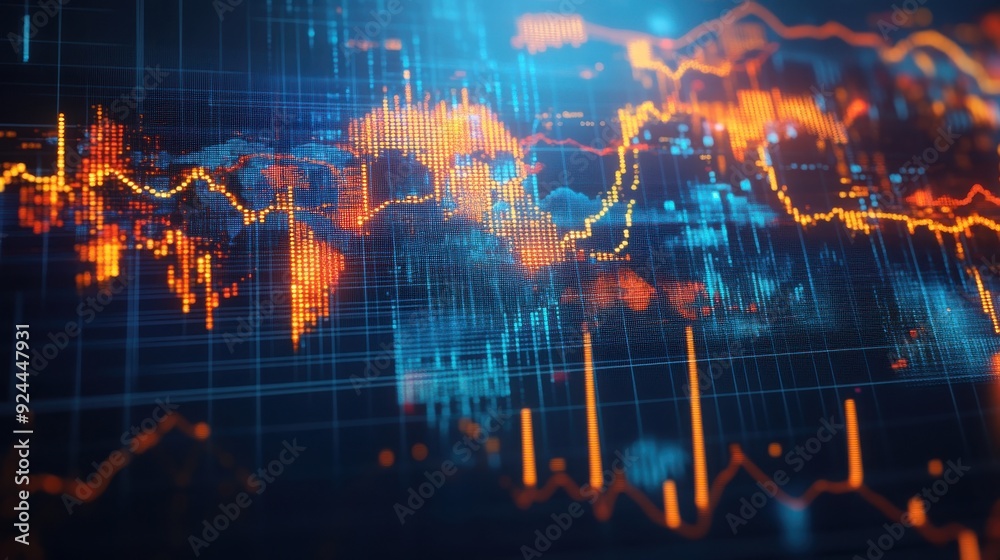 A financial report with graphs and charts that resemble veins, showing the interconnectedness of global markets A financial report with graphs and charts that resemble veins, showing the interconnectedness of global markets