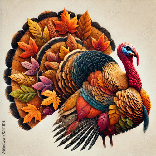 A turkey with a turkey on it is shown in a picture.