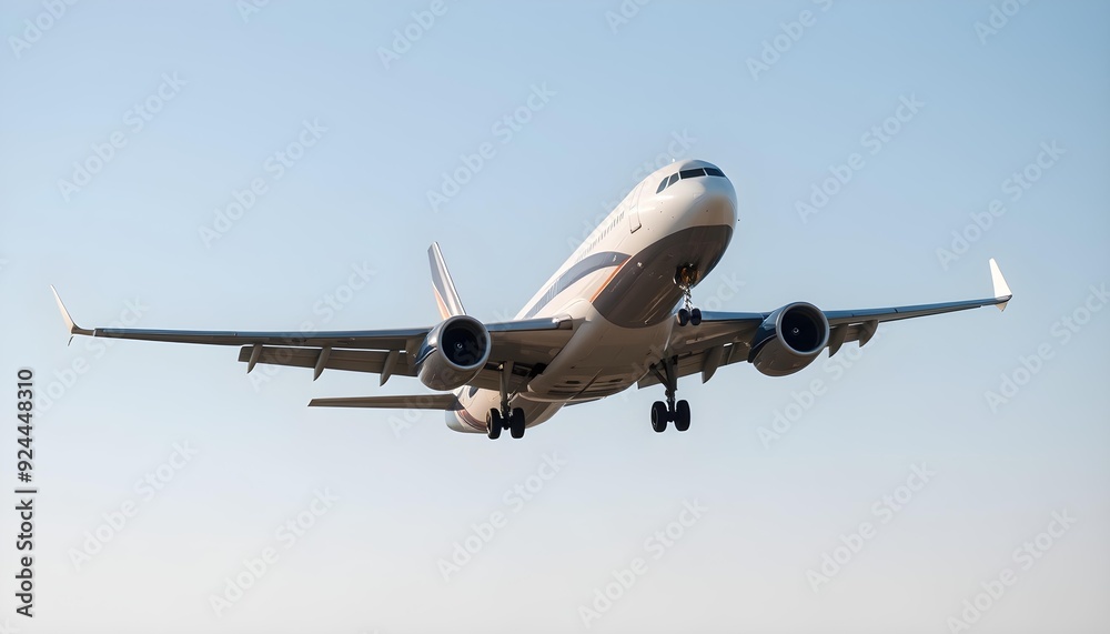 Airplane in Flight Against Clear Blue Sky Airplane in Flight Against Clear Blue Sky