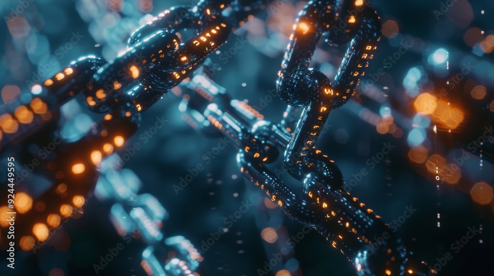 Abstract Blockchain Technology Chain - Digital Art Abstract Blockchain Technology Chain - Digital Art