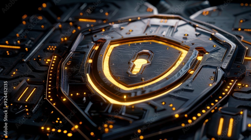 Futuristic Shield: Digital Security Concept