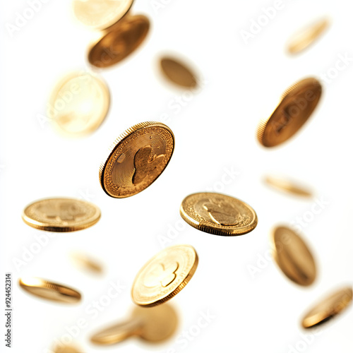 coins floating in the air
