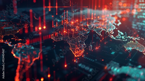 Digital World Map: Global Network and Connectivity