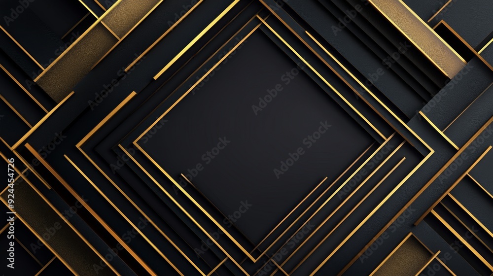 Sleek art deco style with a rich black background, adorned with intricate gold geometric lines and shapes, perfect for high-end design projects Sleek art deco style with a rich black background, adorned with intricate gold geometric lines and shapes, perfect for high-end design projects