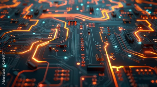 Wallpaper Mural Glowing Circuit Board: Abstract Technology Background Torontodigital.ca