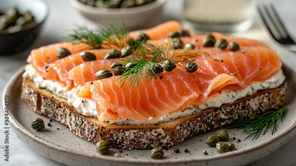 Sourdough Toast with Smoked Salmon, Cream Cheese, and Capers Sourdough Toast with Smoked Salmon, Cream Cheese, and Capers