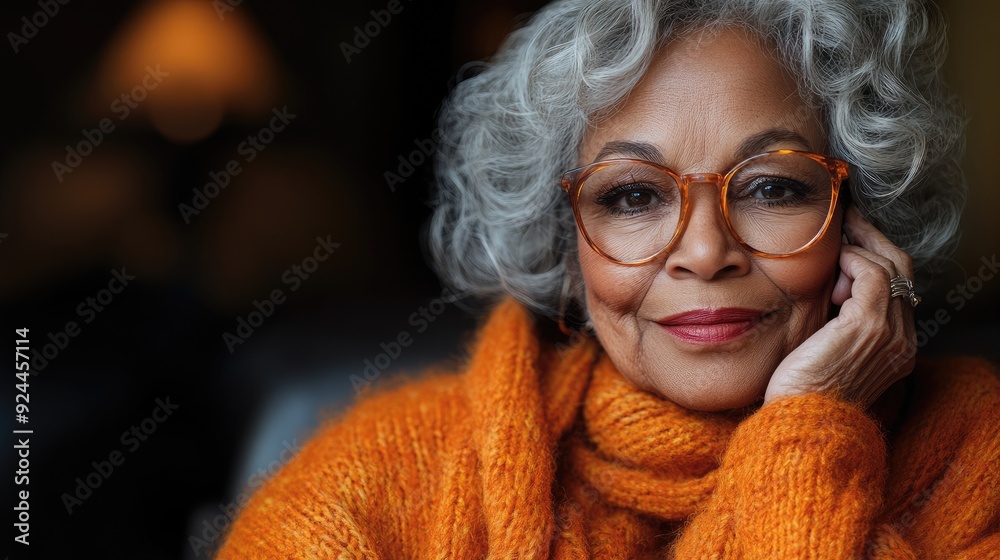 sitting at home and calling, portrait of senior woman sitting at home and calling, portrait of senior woman
