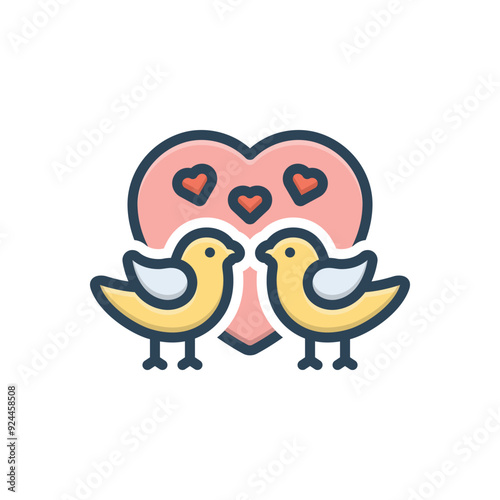 Color illustration icon for lovebirds