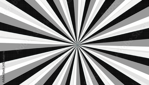 Abstract black white modern sunburst pattern with black halftone for template, cover, banner, poster, background photo