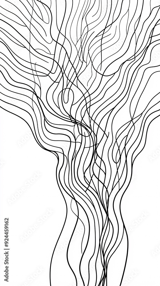 Abstract vector line, drawing of a tree trunk, simple, black ink on a white, contrast, curves, geometric patterns, elements, organic textures, flowing, symmetrical Abstract vector line, drawing of a tree trunk, simple, black ink on a white, contrast, curves, geometric patterns, elements, organic textures, flowing, symmetrical