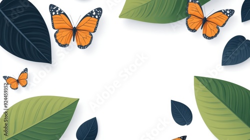 Nature-inspired design with leaves and butterflies photo