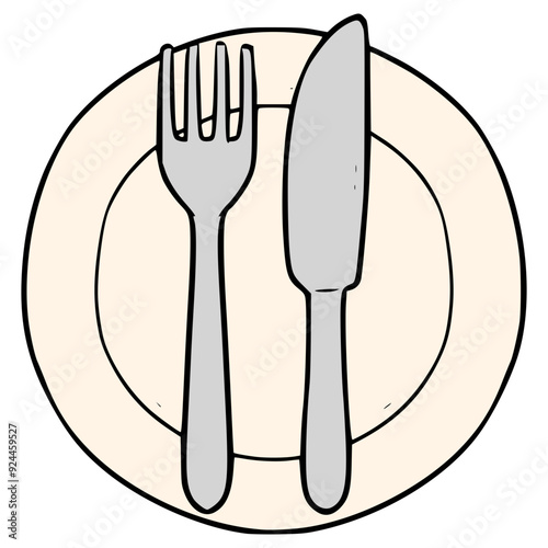 table plate manner "finished" illustration hand drawn isolated vector