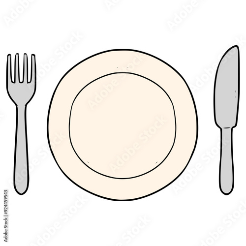 table plate manner "start" illustration hand drawn isolated vector