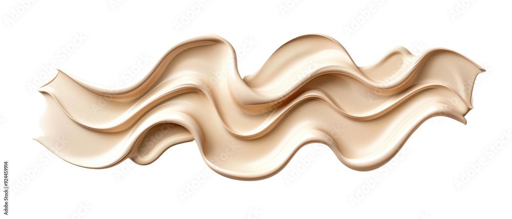 Abstract wavy beige silk fabric, isolated on white background. Elegant and luxurious decorative element for design projects and backgrounds. Abstract wavy beige silk fabric, isolated on white background. Elegant and luxurious decorative element for design projects and backgrounds.