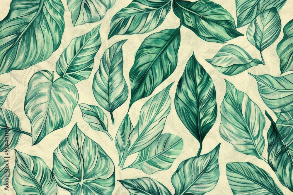 A close-up shot of intertwined green leaves on a white background, ideal for use in design projects or as a decorative element A close-up shot of intertwined green leaves on a white background, ideal for use in design projects or as a decorative element