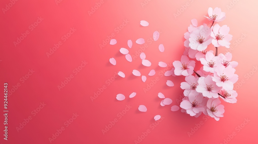 Japanese cherry blossom tree with falling petals Japanese cherry blossom tree with falling petals
