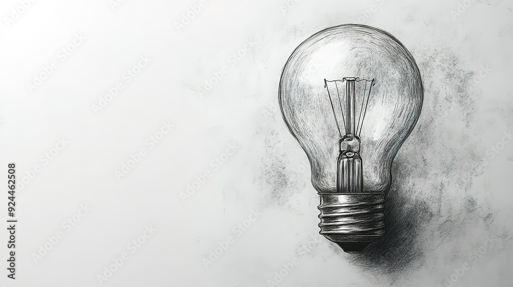 Hand-Drawn Pencil Sketch of a Light Bulb Hand-Drawn Pencil Sketch of a Light Bulb