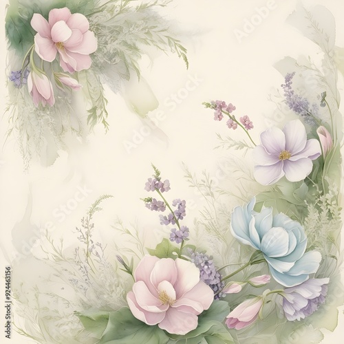 Elegant Floral Watercolor Background, created with generative AI technology