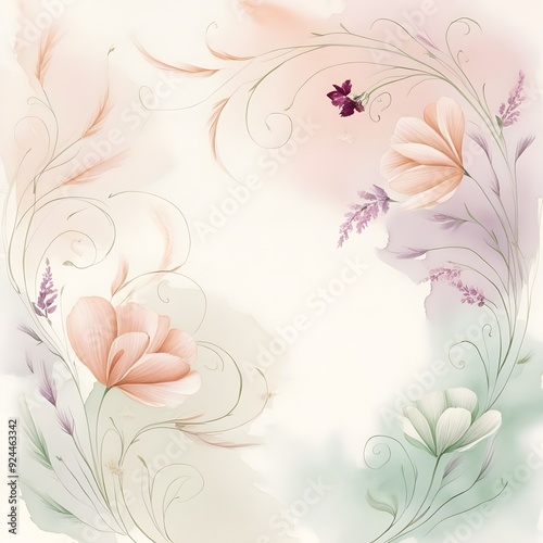 Wallpaper Mural Elegant Floral Watercolor Background, created with generative AI technology Torontodigital.ca