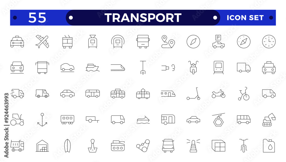 Transport outline icon set. Shipping And Courier icon. Containing order tracking, delivery home, warehouse, truck, scooter, courier Sea Air, Date, Return Search Parcel and cargo icons. Transport outline icon set. Shipping And Courier icon. Containing order tracking, delivery home, warehouse, truck, scooter, courier Sea Air, Date, Return Search Parcel and cargo icons.