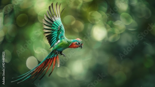 A pair of birds soaring through the sky, their bright colors standing out against the blue background