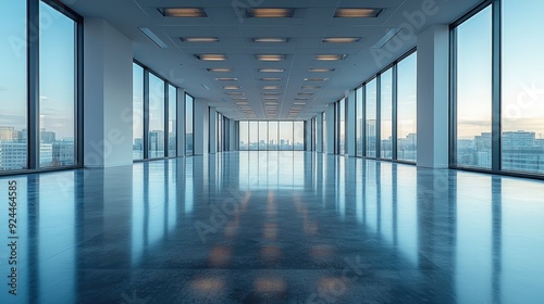 empty modern big office interior after work