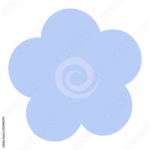 Flower. Blue inflorescence of flowering plant. Flower head. Opened rounded petals. Opened flower bud. Color vector illustration. Isolated white background. Flat style. Idea for web design.