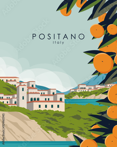 Positano Italy travel poster